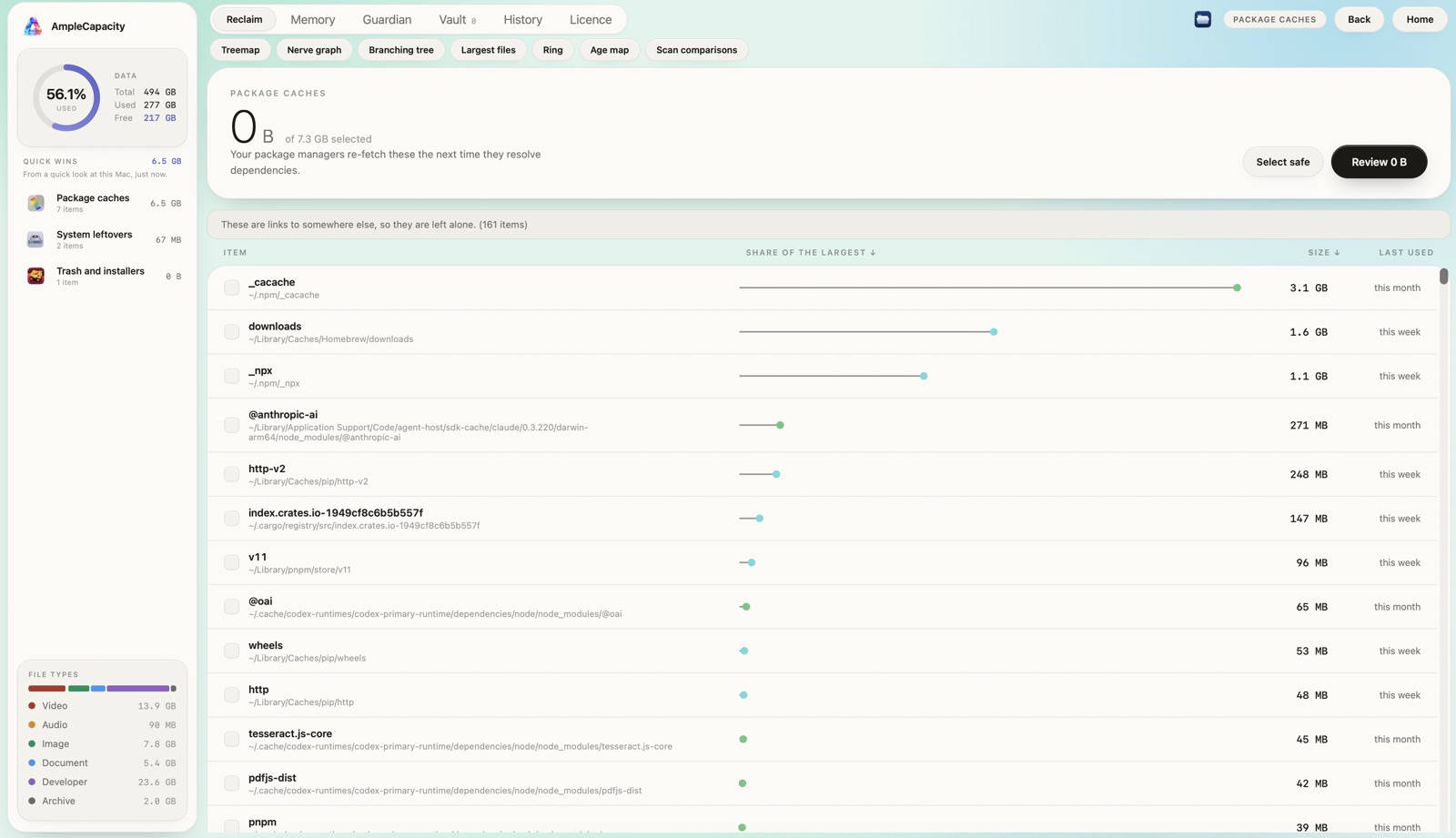 Live package caches group
